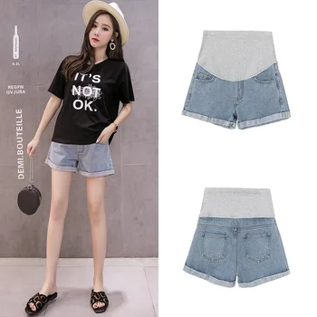 

New Pregnant Women's Shorts Summer Wear Low-waisted Denim Shorts Summer Wear New Spring Loose Pants for Pregnant Women Clothes