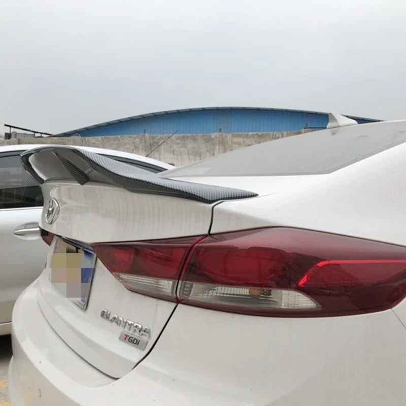 Для hyundai Elantra спойлер 17 высококачественный спойлер из углеродного волокна для заднего крыла автомобиля грунтовка цвет задний багажник хвост плавник Спорт