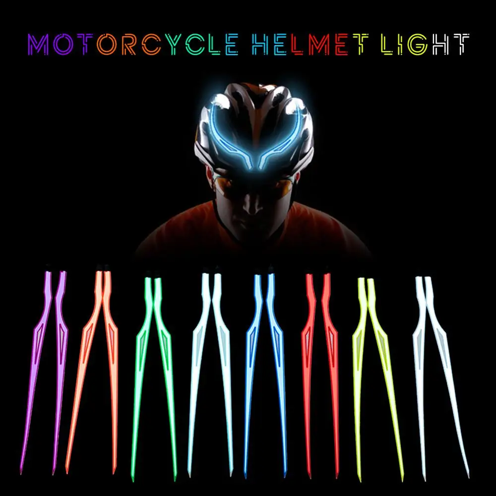 2Pcs Motorcycle Helmet Light Strip LED EL Cold Night Riding Signal Luminous Modified Sticker Waterproof | Автомобили и мотоциклы