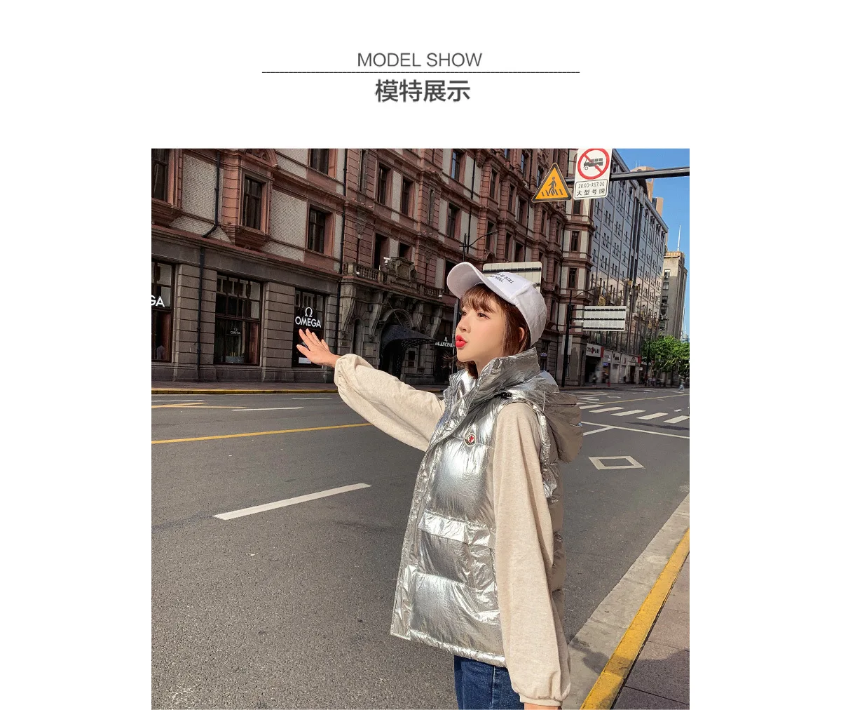 Autumn And Winter New Style Korean-style Stand Collar Loose-Fit Thick Bright Surface down Feather Cotton Vest Short Coat Wo
