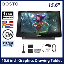 BOSTO 16HD IPS HD Graphics Drawing Digital Tablet Monitor Pen Display with 8 Shortcut Keys & 8192 levels Rechargeable Stylus Pen