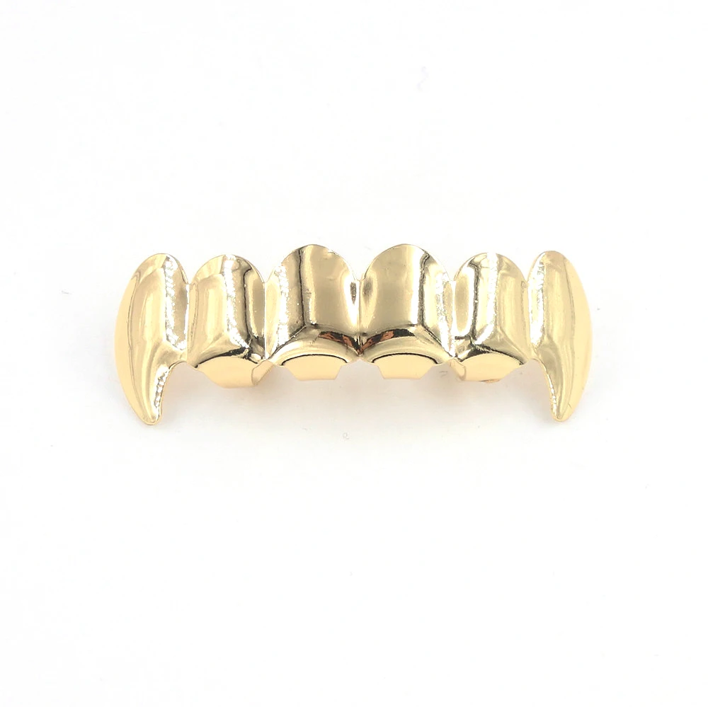 Iced out золотые зубы grillz хип-хоп серебряный зуб Модные Украшения для тела Панк косплей подарок на вечеринку в честь Хэллоуина рок-ролл Рэппер танцор - Окраска металла: Gold Fang Top