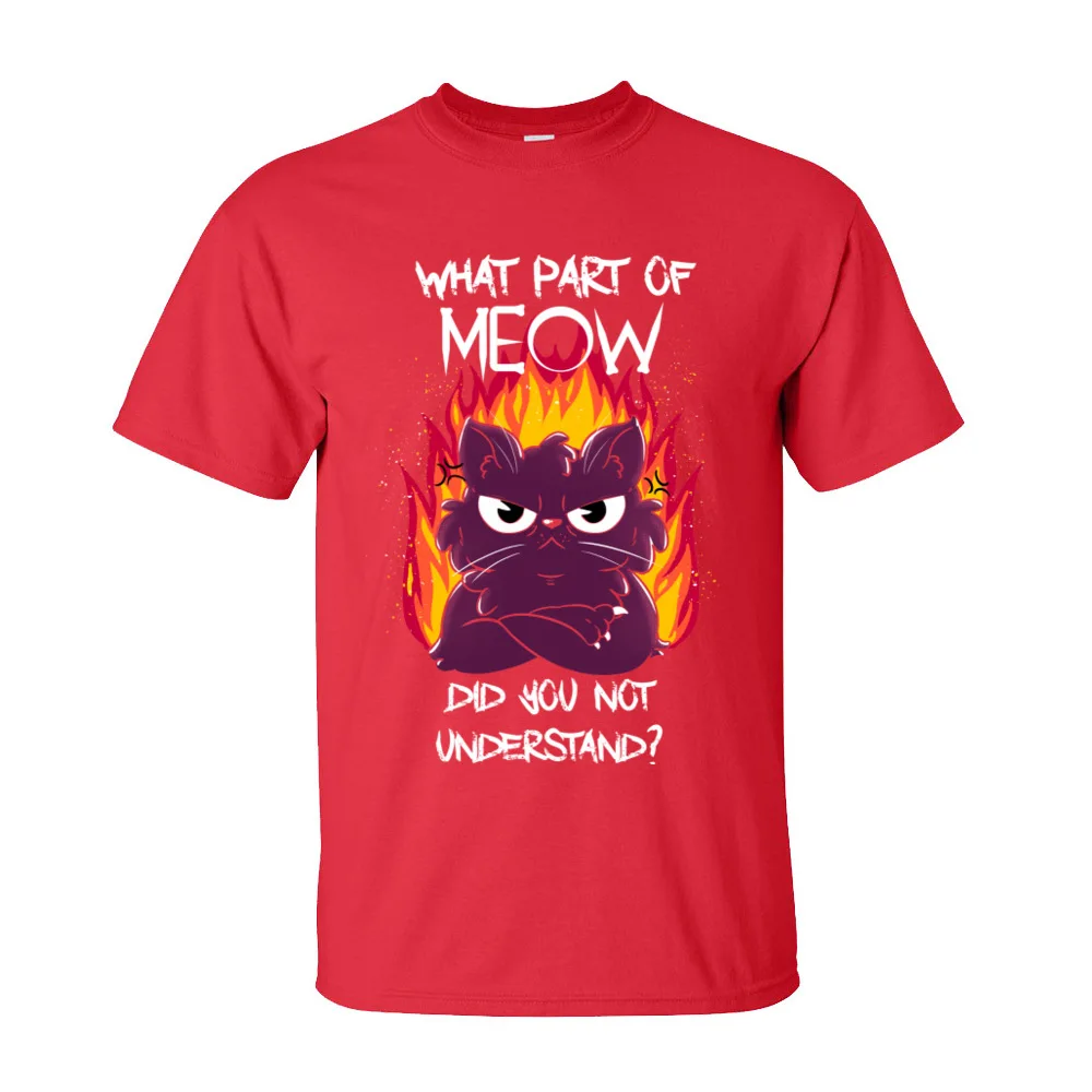 Meow T Shirts Wholesale Short Sleeve Printed On Cotton Fabric O Neck Men Tops Shirts Birthday Tee Shirt Summer Meow-342 red