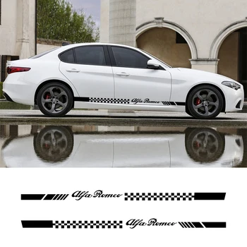

2 PCS Car Vinyl Side Stripes Stickers Auto Graphics Decals For Alfa Romeo Giulia Stelvio