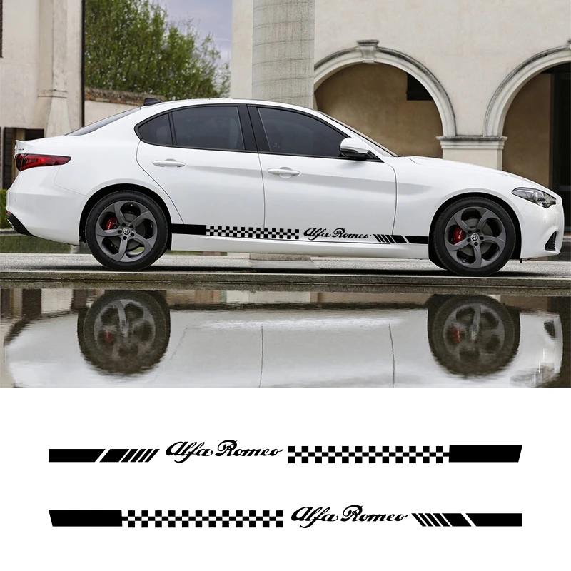 2 шт. Автомобиля Виниловые боковые полосы наклейки Авто графика для Alfa Romeo Giulia Stelvio