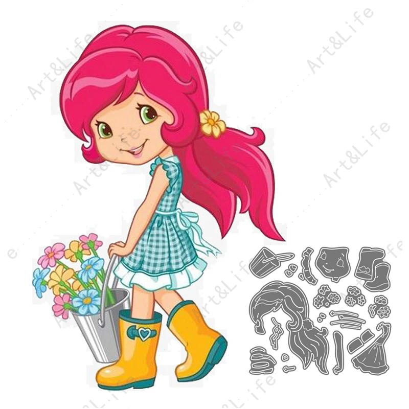 

New Metal Steel Cutting Dies Strawberry Cute Girl Flowers Stencils for Making Scrapbooking DIY Album Paper Cards Embossing Die