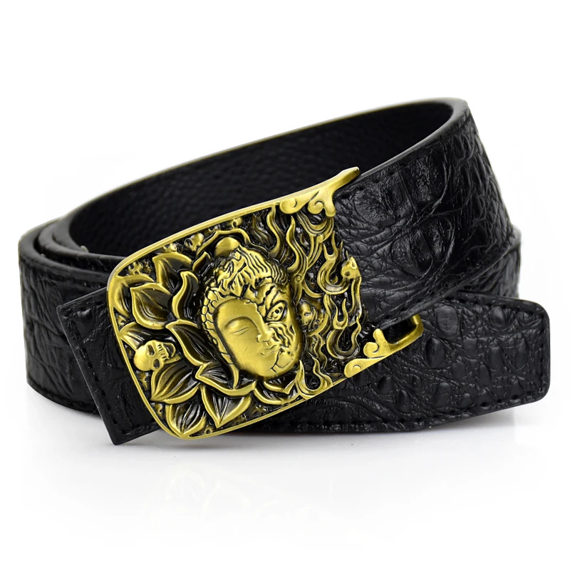 men belt Luxury designer Crocodile pattern belts high quality fashion ceinture Jeans black waistband men punk belt free shipping