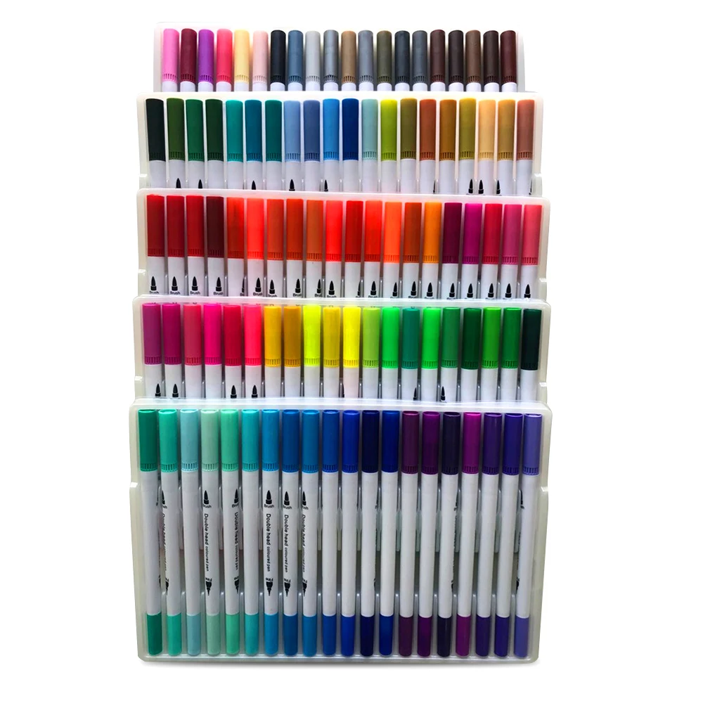 24/60/100 Цвета Brushpen комплект граффити профессиональные Маркеры Ручка Комплект ремесла переносная живопись двойная щетка ручка