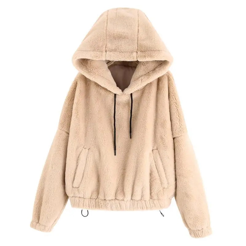 

Jz65 2019 Autumn New Style WOMEN'S Dress Faux Fur Clothing Effect Daishu Pocket Hooded Jacket Coat