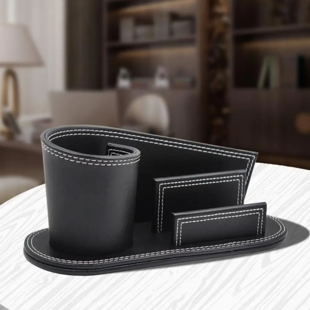 

Multifunction PU Leather Pen Holder Pencil Stationery Container Office School Desk Organizer Desktop Card Storage Box Accessor