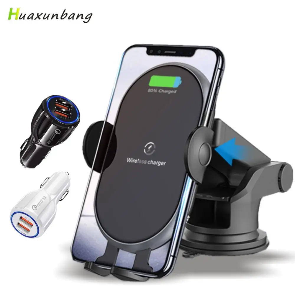  Wireless Car Charger mount Holder Auto Clamping Phone quick Charger For iphone Fast QI Wireless Car