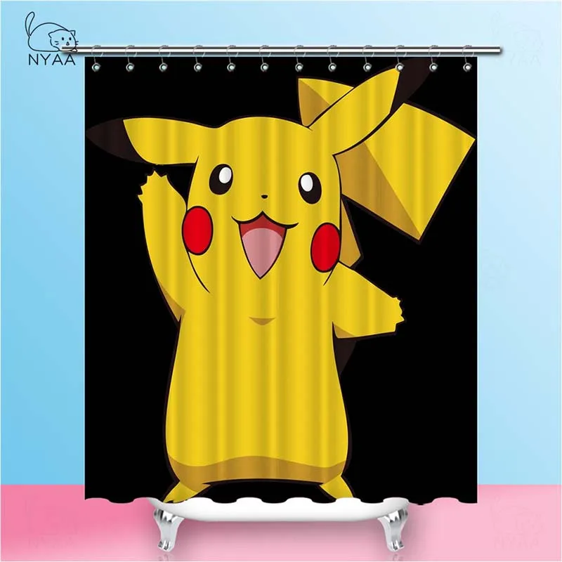 Nyaa Pokemon Pikachu занавески для душа милый японский мультфильм Водонепроницаемый полиэстер ткань занавески для ванной для домашнего декора - Цвет: NY5846