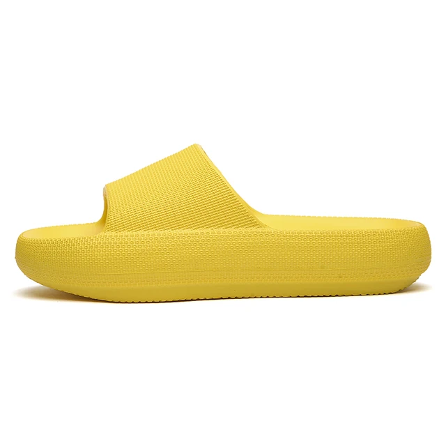 JIEMIAO 2021 Home Men Women 4.5cm Heel Platform Slippers Comfortable Thick Sole Ladies Slippers Non-slip EVA Living Room Indoor Yellow