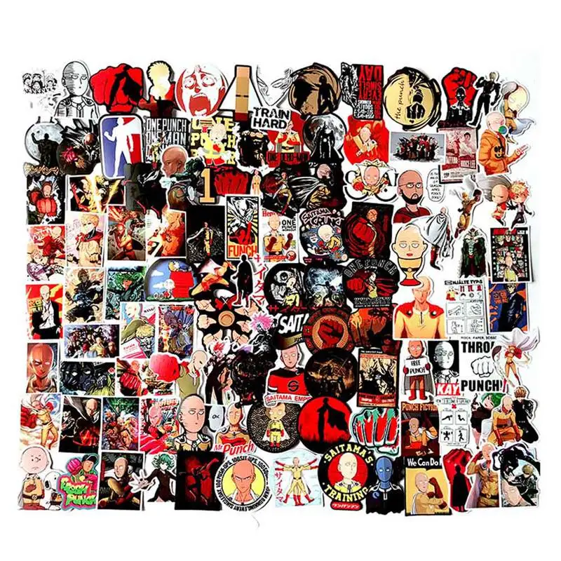 100Pcs/lot One-Punch Man Anime Sticker Skateboard Waterproof Trolley Case Laptop Skateboard Stickers Toys Gifts For Kids