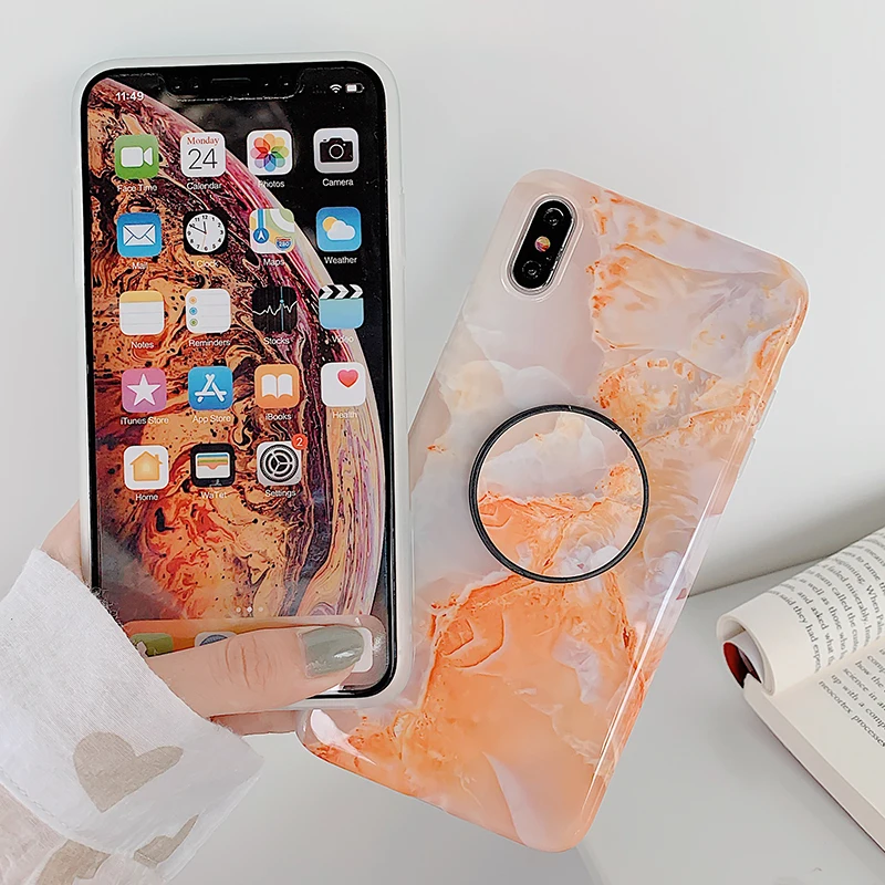 Винтажный мраморный чехол для телефона для iphone 11 pro XS Max XR X, мягкий силиконовый чехол-держатель для iphone 7, 8, 6, 6s plus, 11, задняя крышка