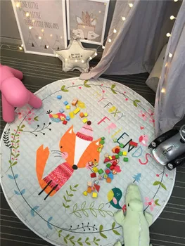 

Cute Animal Print Baby Play Mats Infant Rounded Crawling Mat Children'S Playmats Kids Room Decoration Baby Toys Storage Bag