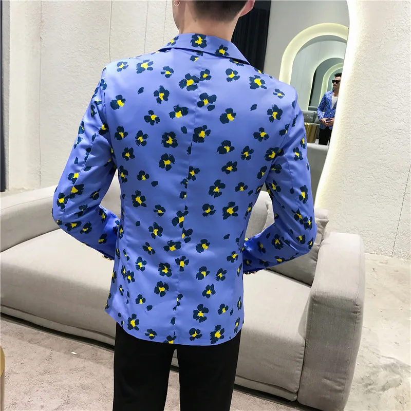 2019 Autumn Men's Fashion Floral Small Suit Men's Slim Nightclub Hair Stylist blazer Men's Single Button Casual Suit Jacket 2019 Autumn Men's Fashion Floral Small Suit Men's Slim Nightclub Hair Stylist blazer Men's Single Button Casual Suit Jacket