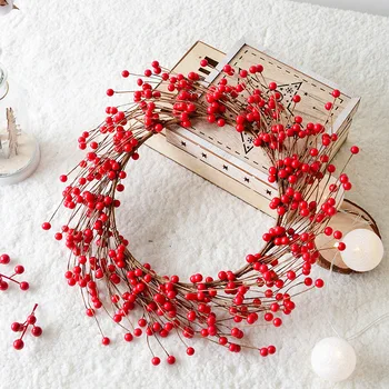 

Christmas ornaments wreath red fruit red currant pendant door hanging rattan rattan circle Christmas window Valentine's Day gift