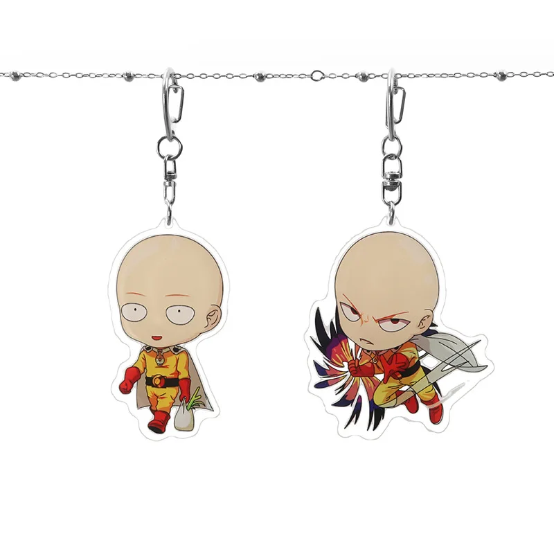 Аниме One Punch Man брелок Сайтама милый забавный мультфильм акриловое кольцо для ключей модная новинка Персонализированная подвеска ювелирное изделие подарок брелок