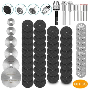 

60pcs Cut Off Disc Multifunction Circular Diamond Cutting Wheel Set Universal Woodworking Portable High Speed Steel Rotary Tool