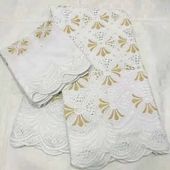 

7yard Swiss lace fabric 2020 latest heavy beaded embroidery African cotton fabrics Swiss voile lace popular Dubai style