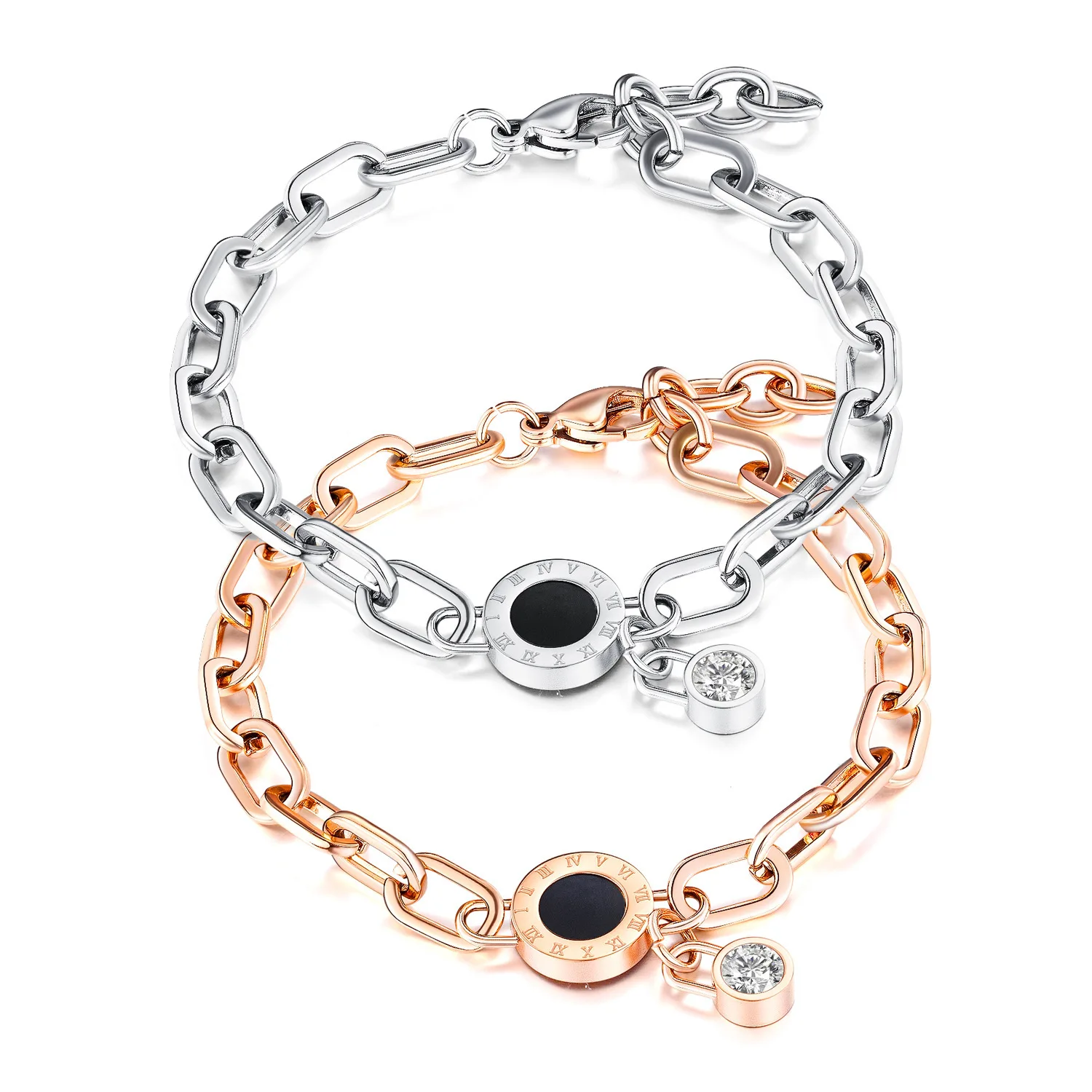Bracelet Jewelry Stainless Steel Roman Numerals Black Shell For Women