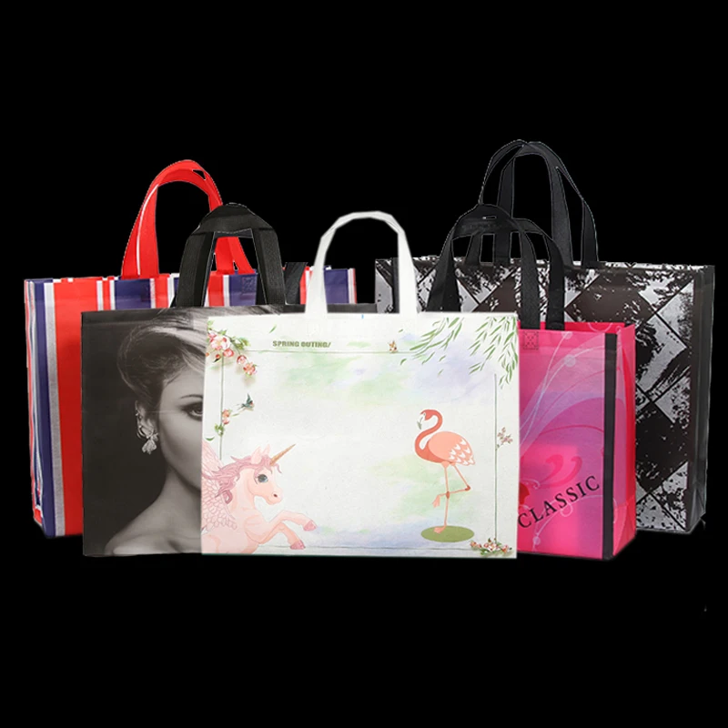 

Coated Non-woven Printing Pattern Clothing Tote Garment Laminating Custom Packaging Bag Eco High Grade Shoe Box Cosmetic Gift Ad