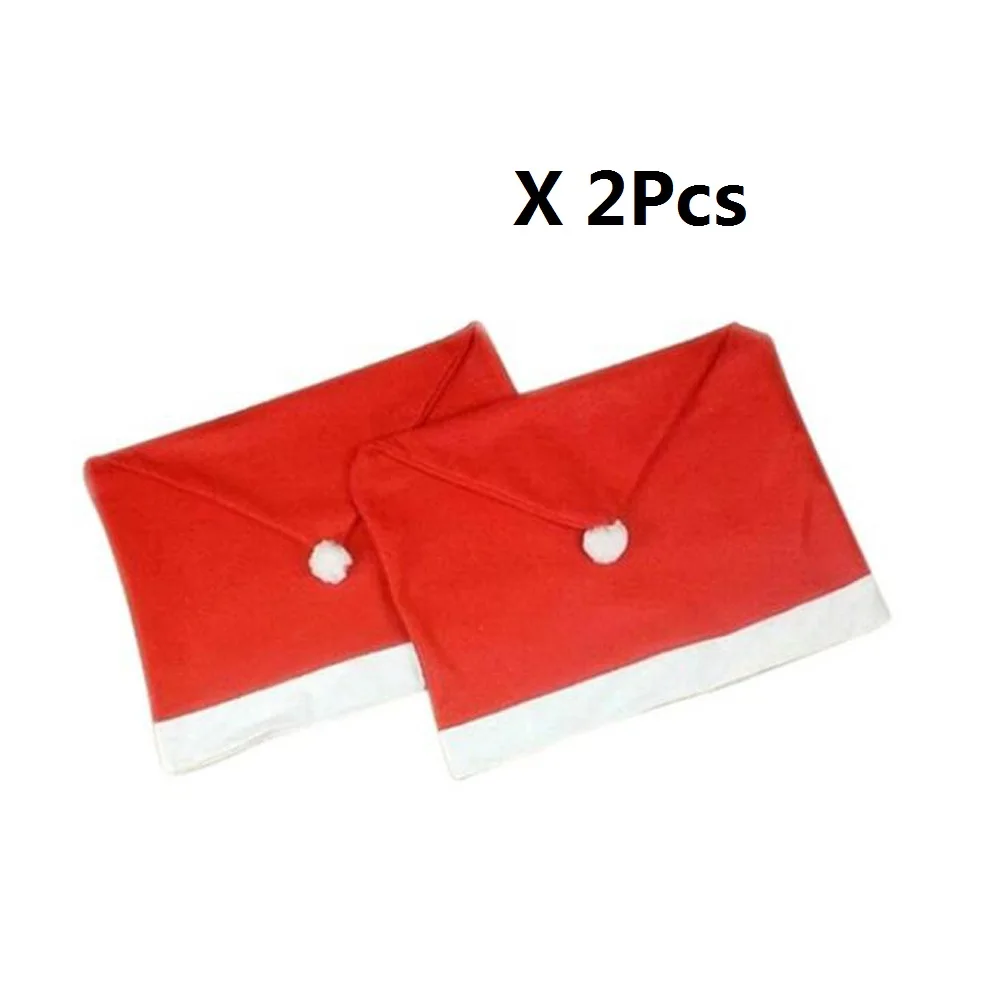 2pcs Чехлы на стулья из спандекса с рождеством, чехлы на стулья, набор, Санта Клаус, рождественские украшения, шапка для свадьбы, дома - Цвет: 2pcs