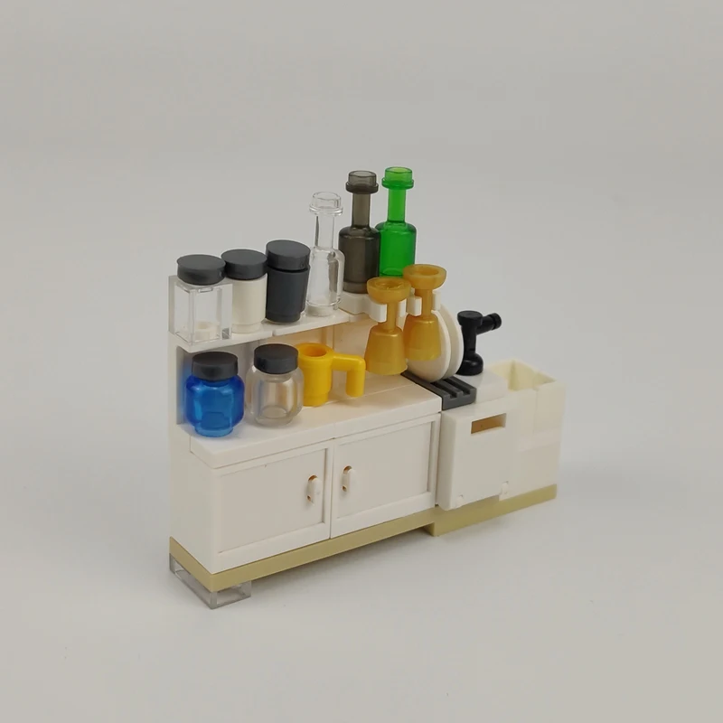 Locking City MOC Furniture Bathroom Public Toilet Building Blocks Toys for Children Assemble City Block DIY Parts Learning Gifts 7