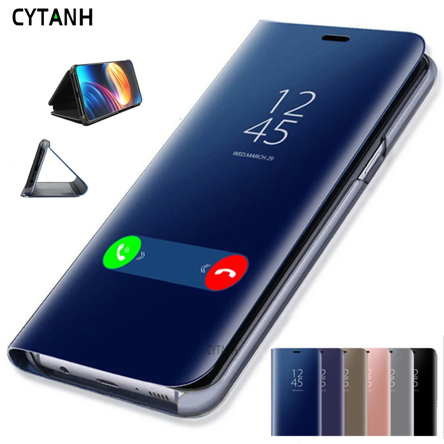 360 Penutup Penuh Cermin Plating Flip Case untuk Huawei Kehormatan 7A Dua L22 AUM AL20 L29 Pelindung Cellphone Cover untuk 8A 7C Pro 8C 8X