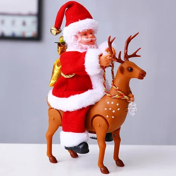 

Santa Claus Riding on Elk Electric Musical Toy Santa Claus Electric Xmas Deer Gift for Kids Christmas Holiday Decoration ALI88
