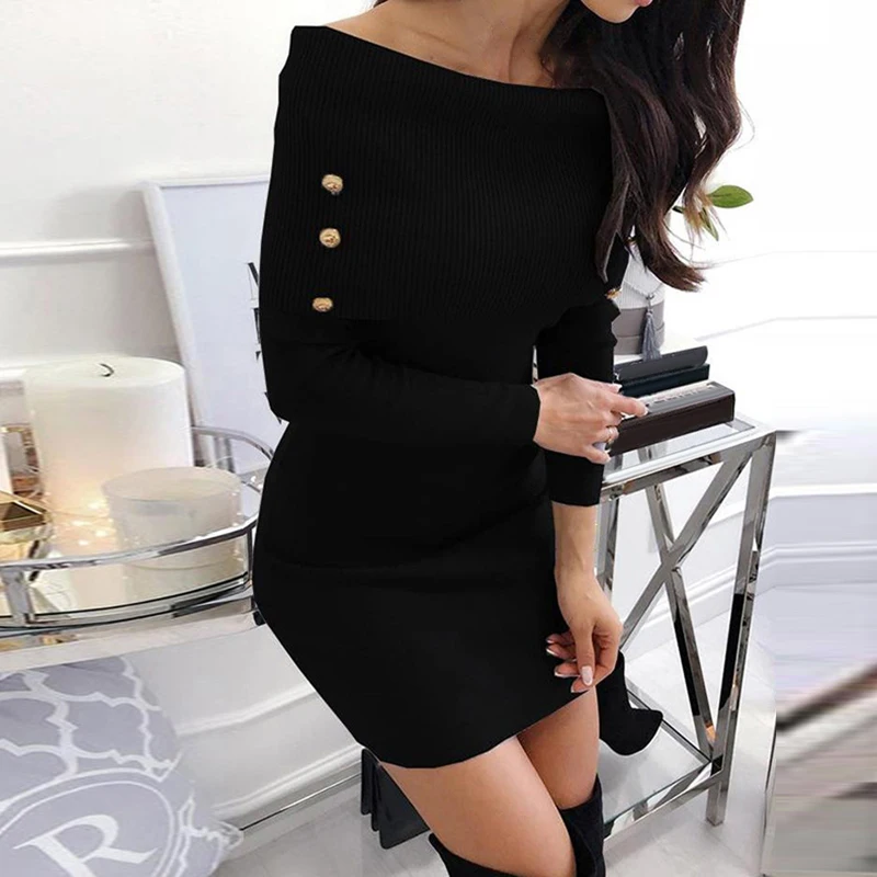 long sleeve knit mini dress