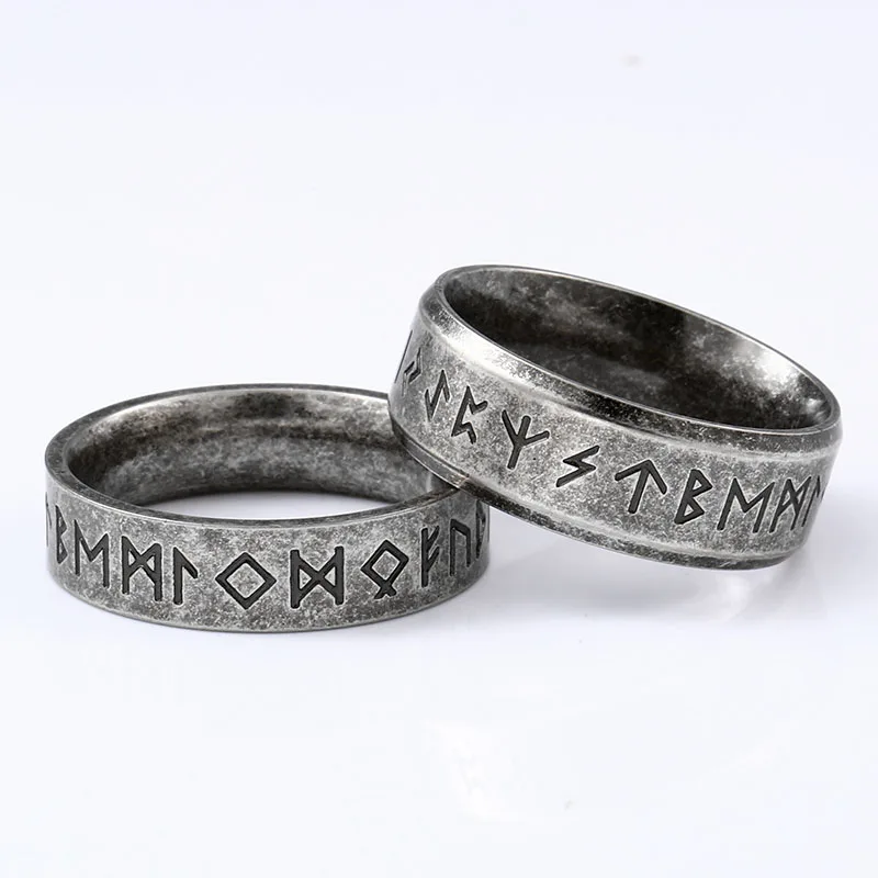 Stainless Steel Finger Ring Beier Stainless Steel Odin Norse Viking Amulet Rune MEN Ring Fashion Words Retro Jewelry LR-R133