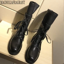 Новинка; зимние мотоциклетные ботинки на молнии; женские ботильоны в британском стиле; ботинки в готическом стиле на толстом каблуке в стиле панк; женская обувь; y142