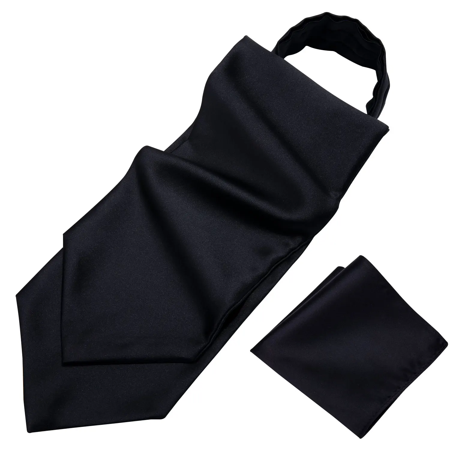 Ascot галстук для мужчин черный твердый Шелковый синий шарф галстук костюм мужской галстук ЖАККАРДОВЫЙ набор карманные Квадратные запонки Барри. Ван AS-010
