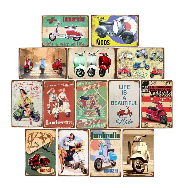 Lambretta Triumph Moto Targhe In Metallo Targa Vintage Pub Bar Club Garage Wall Decor Poster Home Decor 20*30 Cm
