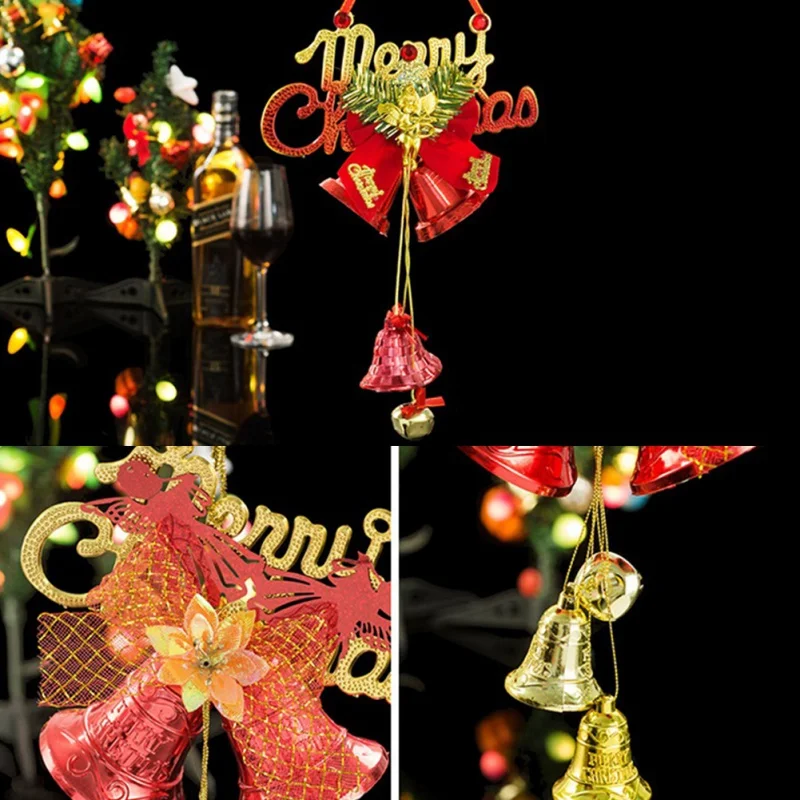 Бант рождественские колокольчики милое украшение для подвешивания на двери портативные елочные украшения