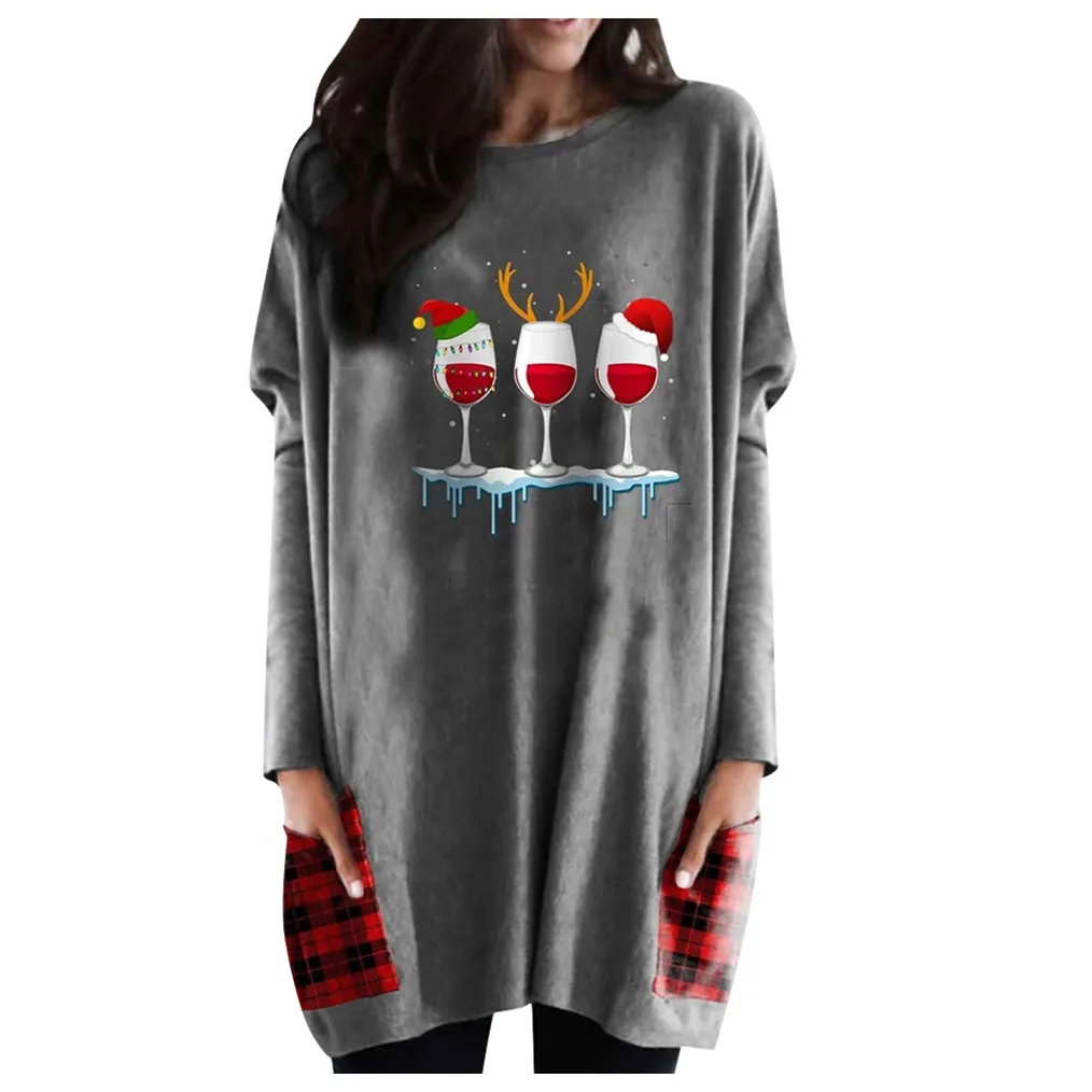 Women Christmas Print Long-sleeved Sweatshirt Blouse Sudadera Mujer 2