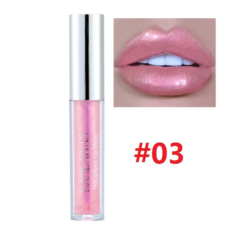 03 Glitter Liquid Lipstick Crystal Glow Lip Gloss Long Lasting Lip Tint Laser Holographic Lip Tattoo Lipstick Makeup Jelly Pigment - Цвет: 03