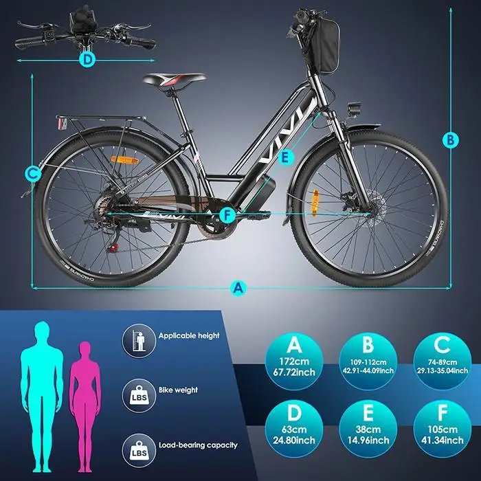 26inch 350W Electric Mountain Bike E-bike Bicycle Adults Ebike 7 Speed Gears Removable 8Ah Battery 5