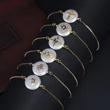 Радужный микс Cz проложили несколько узоров Золото Шарм круглая жемчужная бусина соединитель Изящные звенья регулируемые браслеты для женщин ювелирные изделия