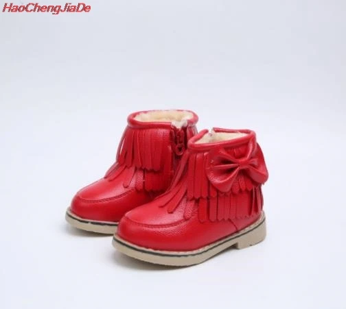 Girls Snow Boots Winter Children's Martin Boots 1-6 Years Old Girl Tassels In The Boots and Velvet Thick Warm Cotton Shoes