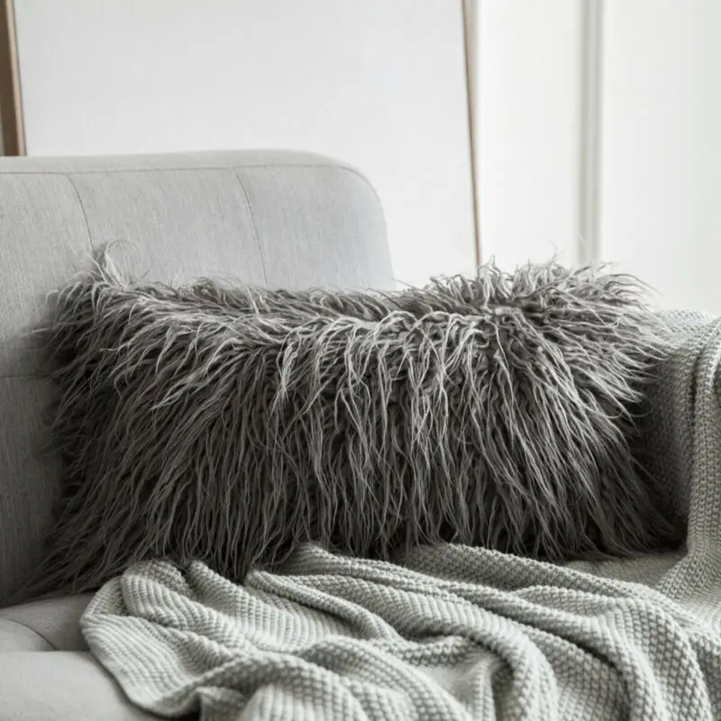 Fluffy Faux Fur Pillow Case Soft Plush Throw Cushion Cover Sofa Bed Home Decor 