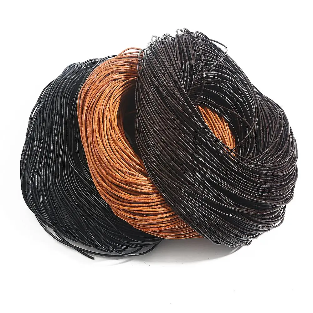 Genuine Leather Round Rope Cord Beading Cords String Strap For DIY Sewing Woven Necklace Bracelet Supplies