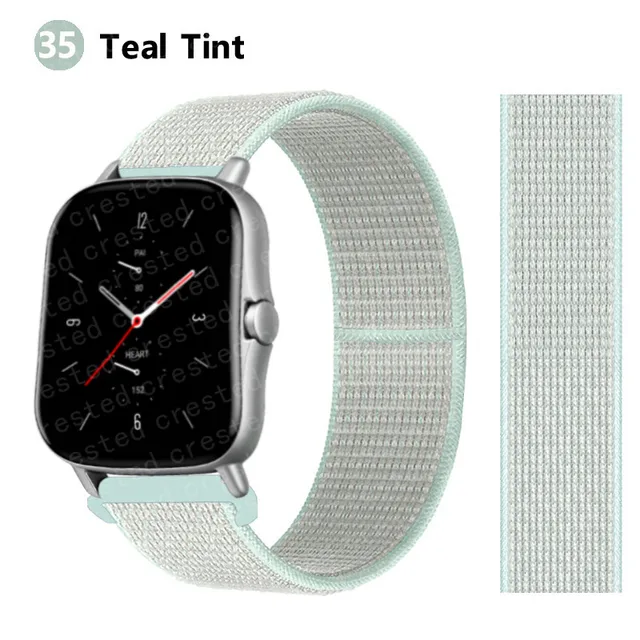 20/22mm Nylon band For Amazfit GTS/2/2e/GTS2 Mini/GTR 3 Pro 42mm/47mm/GTR2/2e/stratos 2/3 Sport Loop Bracelet Amazfit bip strap teal tint 30