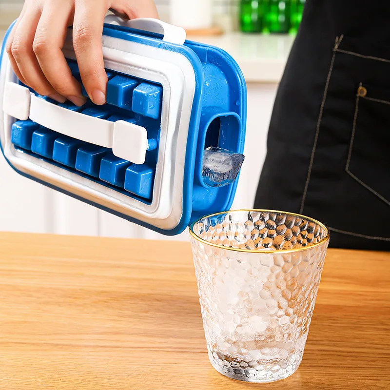 

36Grids Folding Silicone Ice Trays Mold Homemade Ice Storage Box Food Grade Ice Cube Portable Kettle DIY Ice Tray