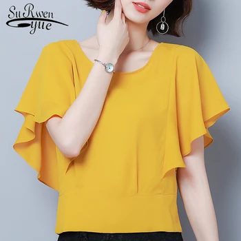 

New Fashion 2019 Summer Casual Women Tops O-neck Short Sleeve Batwing Sleeve Slim Women Clothing Elegant Women Blouses 5130 50