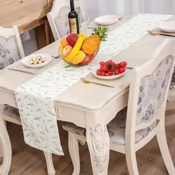 

2020 New Christmas Decoration Table Runner Bronzing Feather Table Decoration Tablecloth Holiday Table Dress Up Supplies
