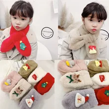 Зимние теплые Детские Рождественские шарфы с имитацией кроличьей шерсти, рождественские подарки, детский шарф-одеяло