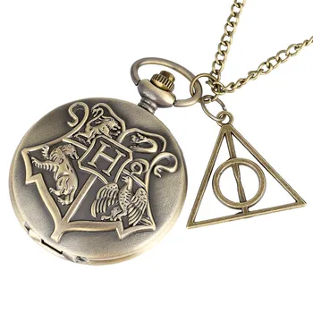 

Hogwarts School Theme Quartz Pocket Watch Pendant Necklace Pocket Watch Accessory Pendant Fob Chains Kids Xmas Gift for HP Fans